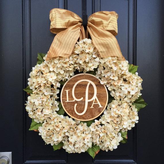 PERSONALIZED WREATHS, Wreaths, Wreath, Wedding Wreaths, Front Door Wreaths, Hydrangea Wreaths,Monogram Letter Wreaths, Wedding Monograms