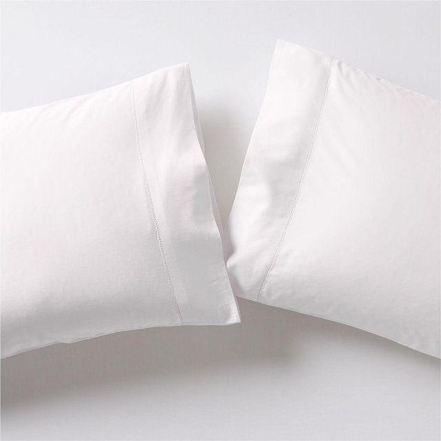 Serene Washed Organic Cotton Sateen White Standard Pillowcases, Set of 2