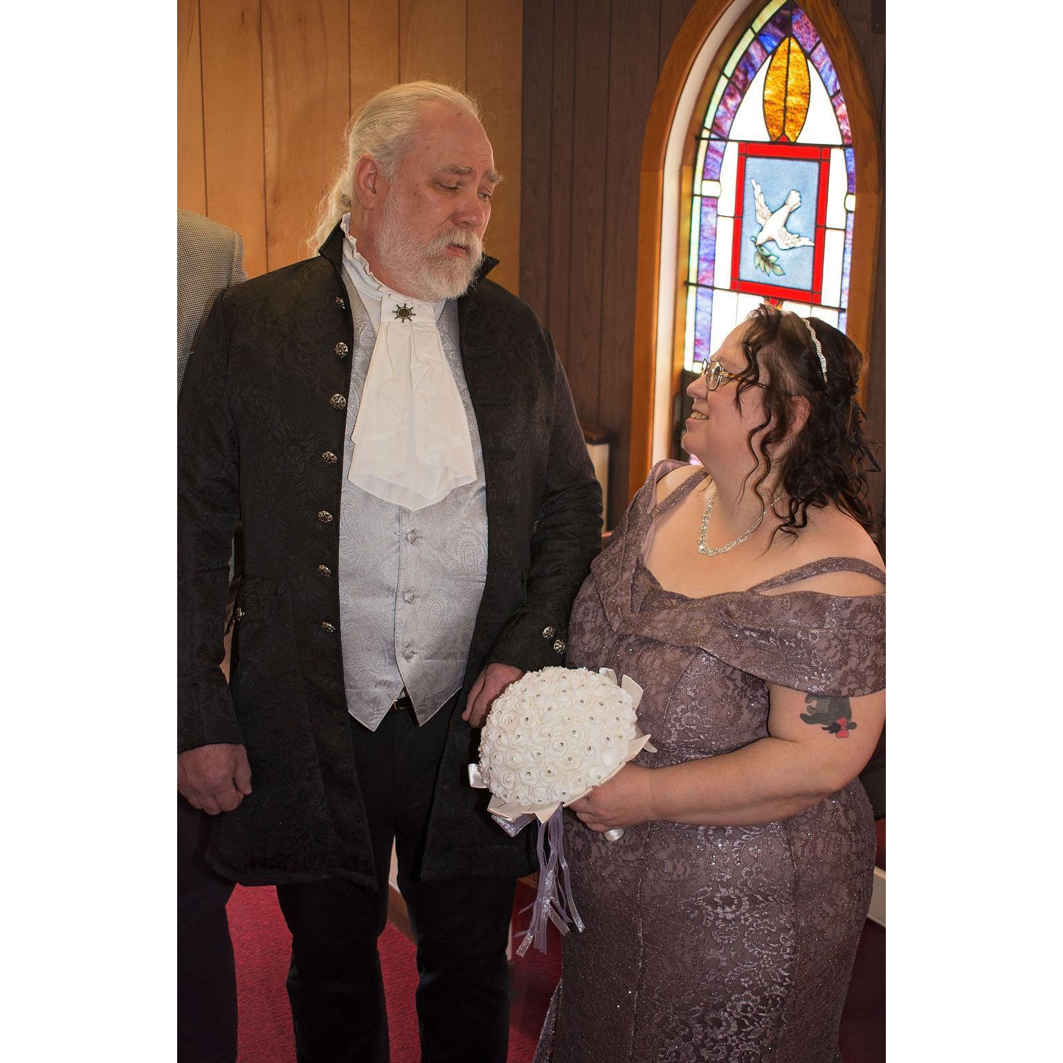 Jim reciting vows to Cheryl