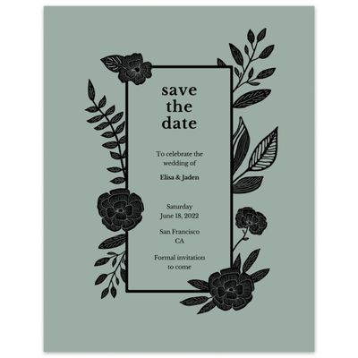 Vintage Green Wedding Digital Save the Date - Catania Border