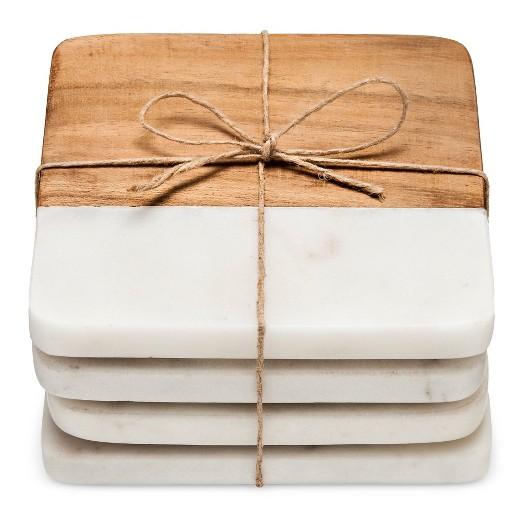 Marble & Wood Coasters Set of 4 - Threshold™