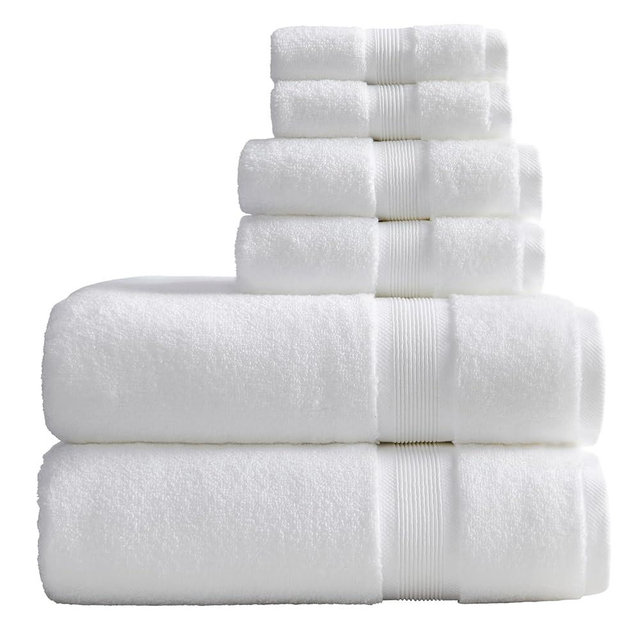 Springtree Home Luxury Bamboo Bath Towel Set 6 Piece Set | 35% Bamboo - 65% Zero Twist Cotton | Absorbent Quick-Dry Bamboo Towels for Bathroom | Oeko-TEX® Standard 100 Cotton | Raya Collection