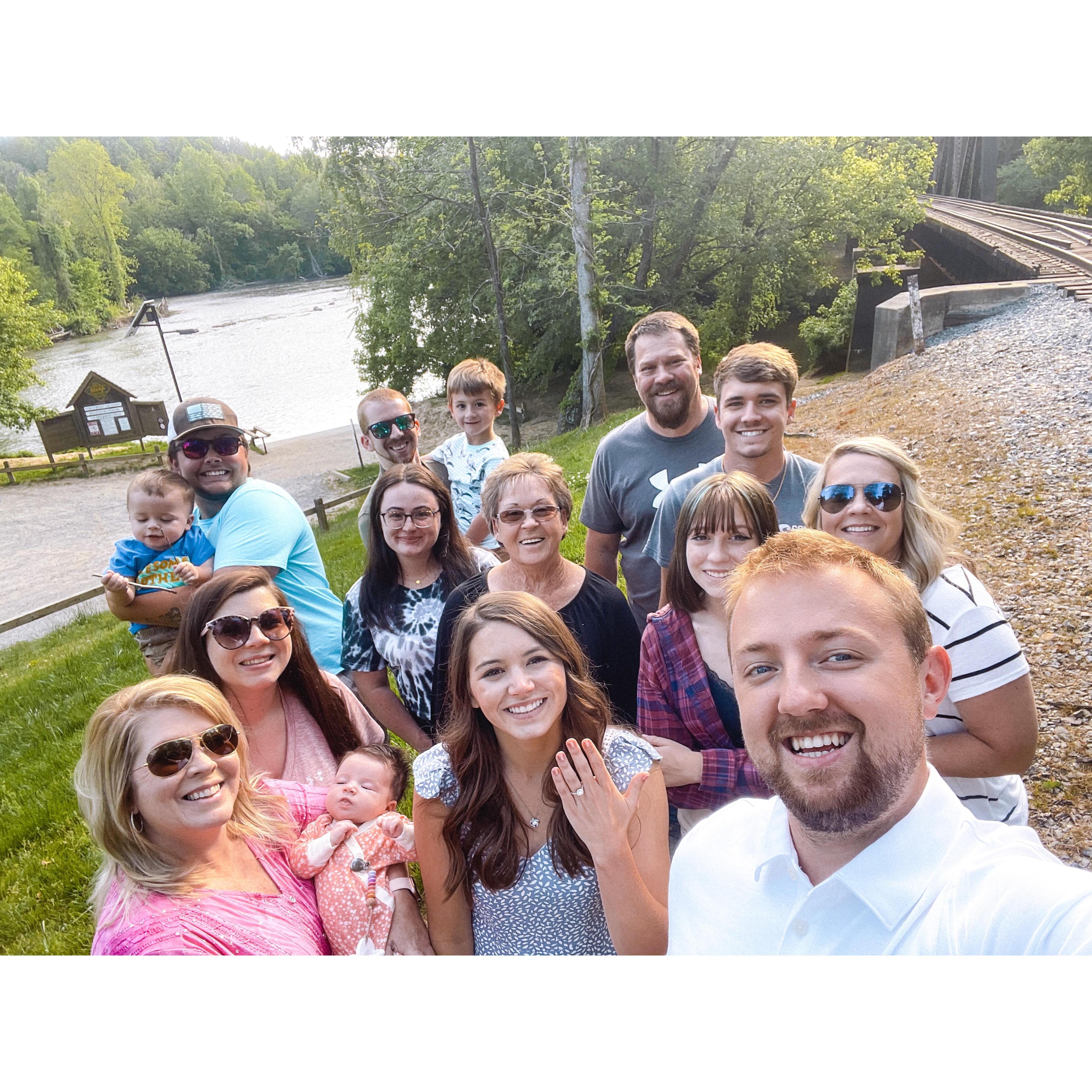 Celebrating the engagement with Amber's family!