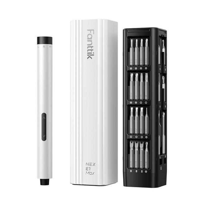Fanttik E1 Max 3.7V Mini Electric Screwdriver, Precision Electric Screwdriver, 50-in-1 Magnetic Bits, Max 3 N.m, Magnetic Storage, 5/32''Hex, Repair Tool Set for Phone Camera Laptop Watch - White