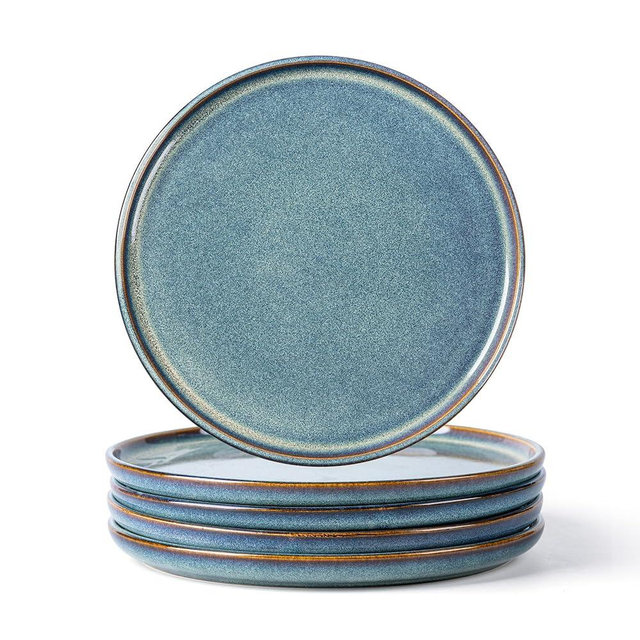 AmorArc Ceramic Plates Set of 6, 8.5 Inch Reactive Glaze Stoneware, Dessert, Salad, Appetizer, Small Dinner Plates, Microwave, Dishwasher Safe, Scratch Resistant Dishes Set for Kitchen