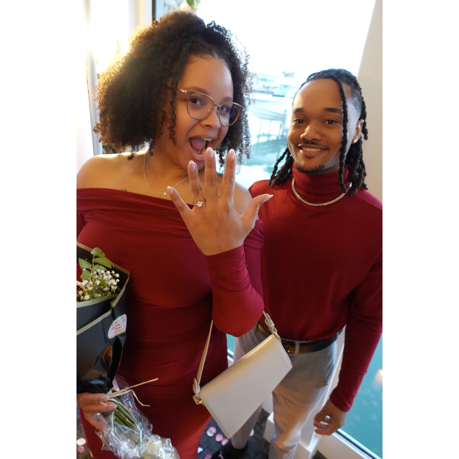 Moments after Arianna said "Yes!"