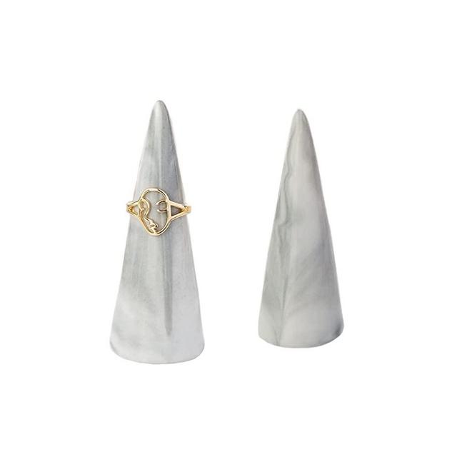 Modern Marble Ring Holder for Nightstand Ceramic Cone Tower Shape Decorative Display Stand for Jewelry Ring/MEN Ring Holder 2pcs set