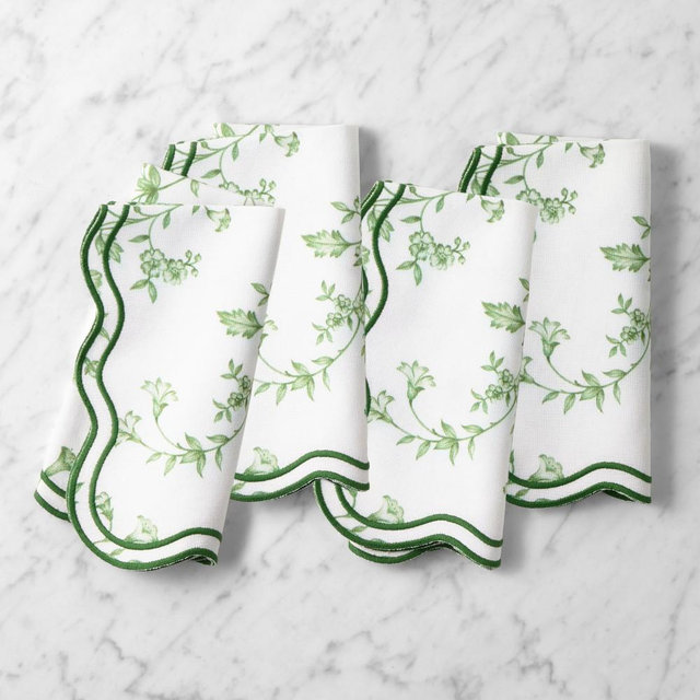 AERIN x Williams Sonoma Scalloped Floral Napkins, Set of 4