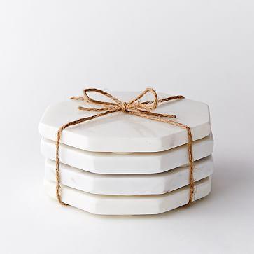 White Marble Octagonal Coasters (Set of 4)