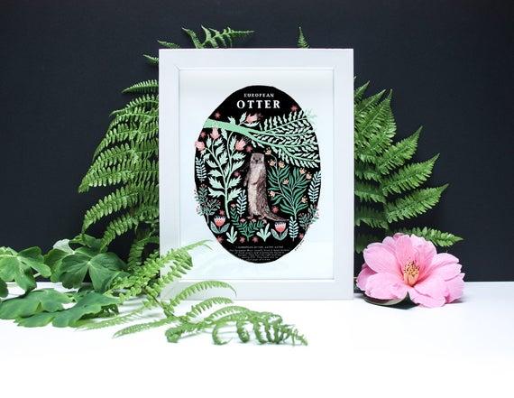 Otter Natural History - A4 or A3 Artists Print