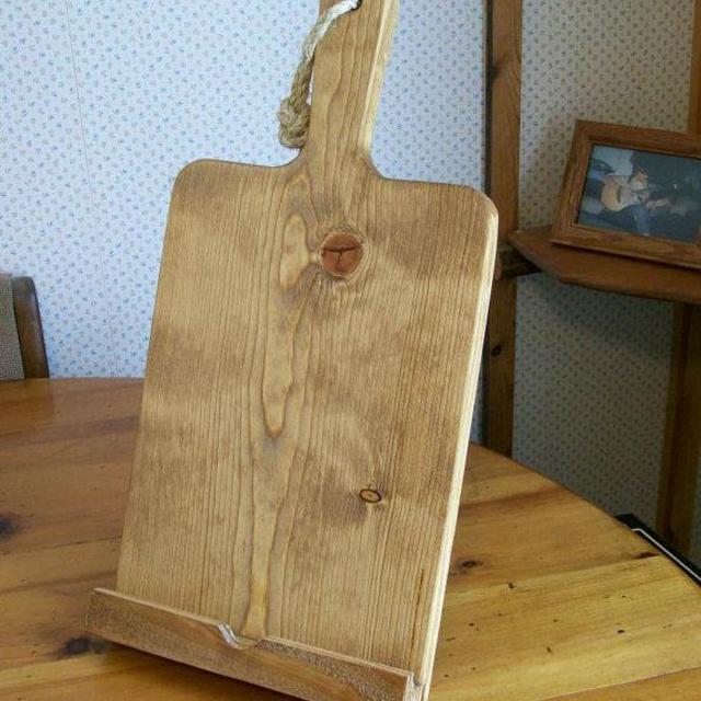 Ready to Ship iPad Stand Wooden Rustic Recipe Card Holder Hangs on Wall Kitchen Decor