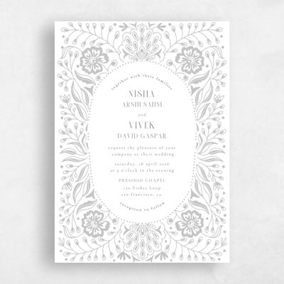 Gray, Grey Wedding Invitation - Calliope Portrait