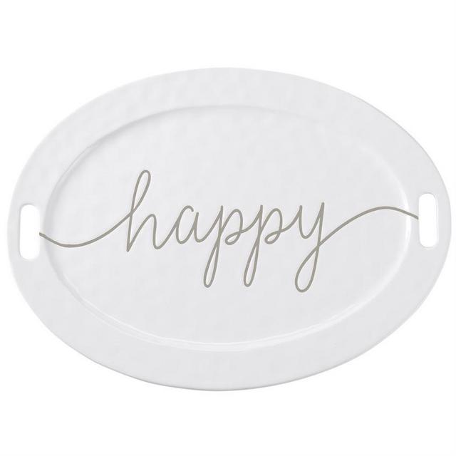 Mud Pie Large Happy Ceramic Serving Platter