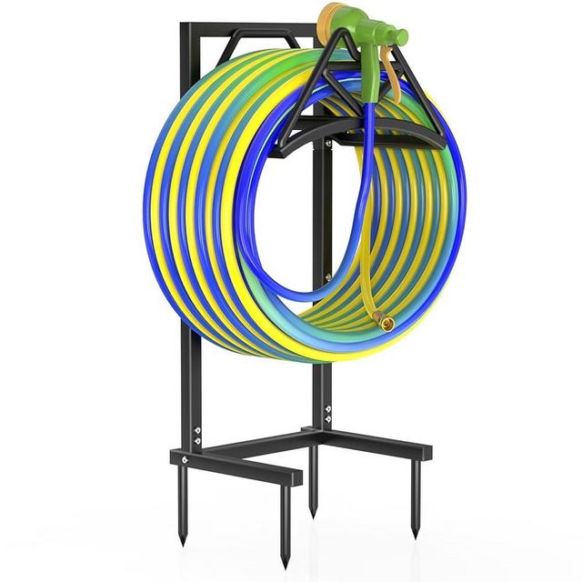 Qatsrin New Garden Hose Holder, Super Stable Freestanding Water Hose Holder Stand Holds 160-feet Hose, Detachable Hose Storage Reels Hanger Rack for Outside Yard Lawn Farm