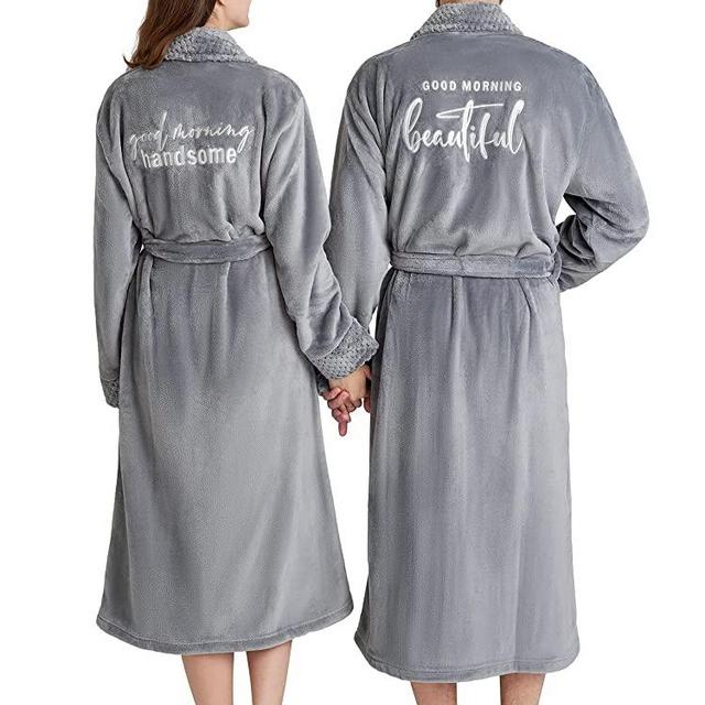 AW BRIDAL 2Pcs His and Hers Robes Plush Kimono Robes for Women/Men, Anniversary Wedding Engagement Gifts for Couples