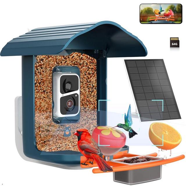 BIRDSNAP Smart Bird Feeder with Camera Wireless Outdoor, Bird House, Auto Capture Bird Videos & Motion Detection, AI Identify Wild Bird, Hummingbird Feeder with Solar Panel Ideal Gift for Family