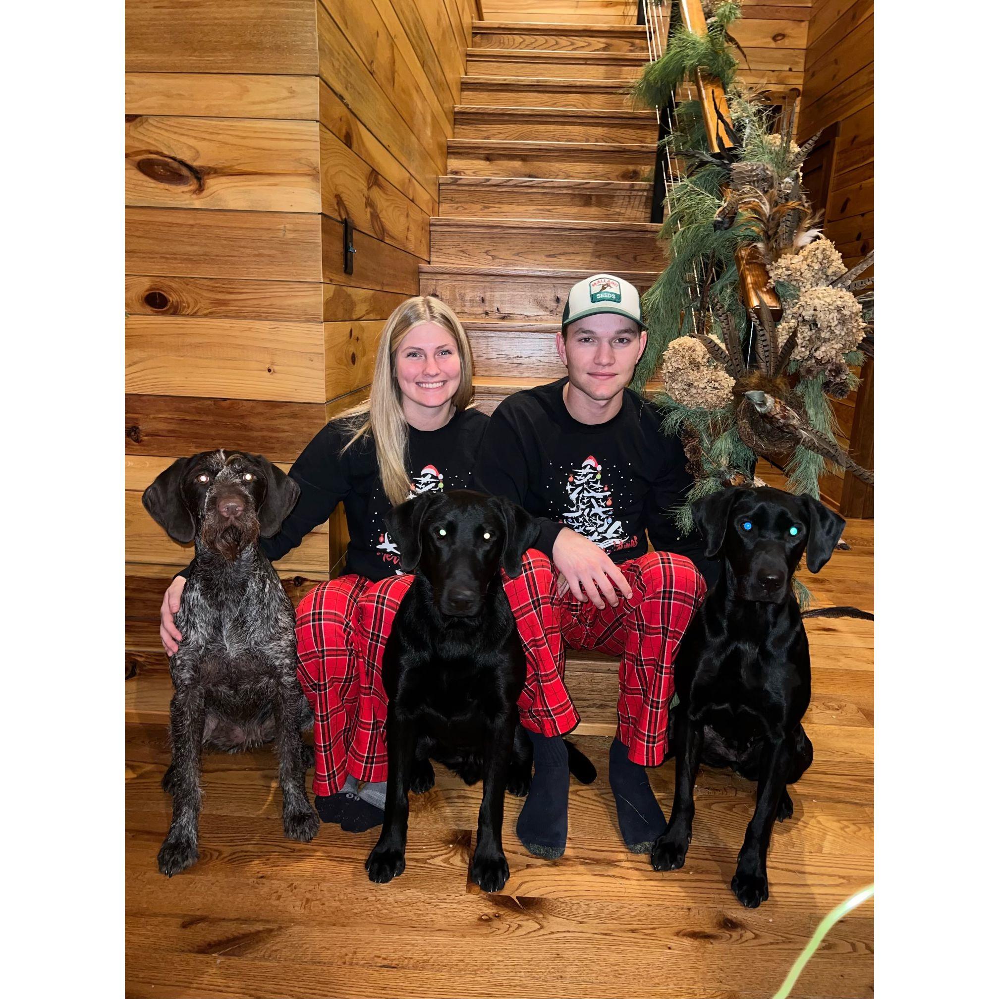 Christmas 2022 with our sweet pups Rowyn, Creed, and Lucky!