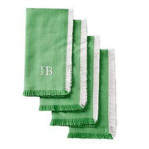 Fringe Napkins, Green (see monogram below)