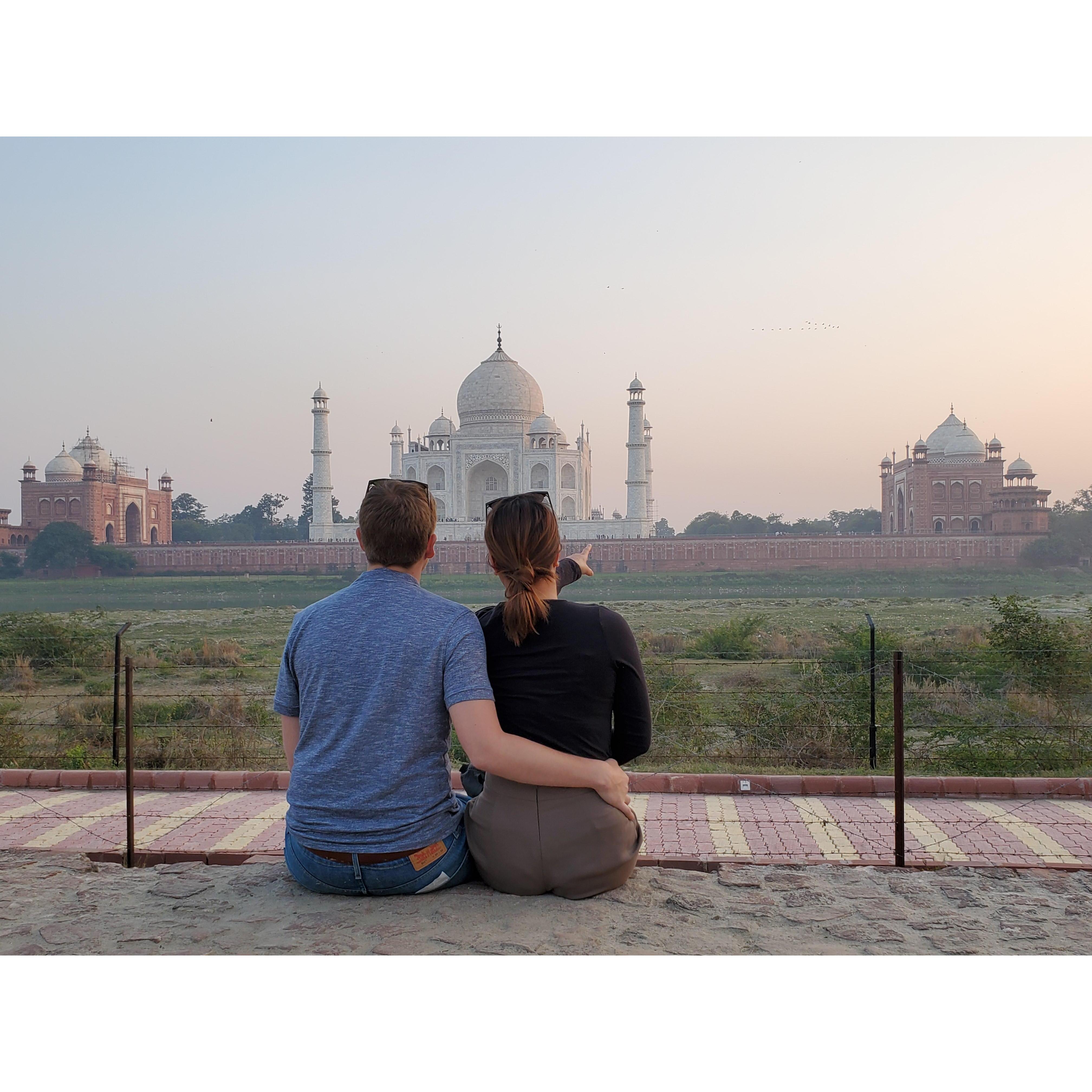 Taj Mahal, India - as part of Aayush's (groomsman) wedding, we visited this wonder of the world. Sarah can be seen pointing at the house she wanted, but we settled on Wakefield, MA. Same difference!