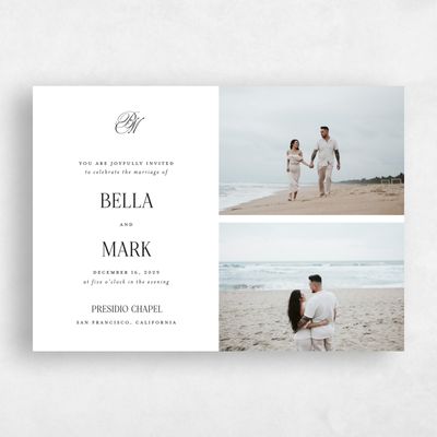 White Wedding Invitation - Kennedy Landscape
