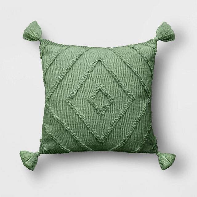 Diamond Tufted Outdoor Throw Pillow Sage - Threshold™