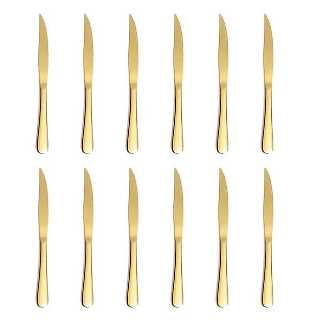 Xingjiake 12-piece Gold Steak Knives, Steak Knives Set Of 12, Stainless Steak Knives, Serrated Butter Knife, Dinner Knives Set, dishwasher safe