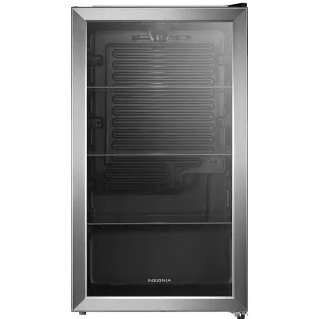 Insignia™ - 115 Can Beverage Cooler with Glass Shelves - Stainless Steel Look