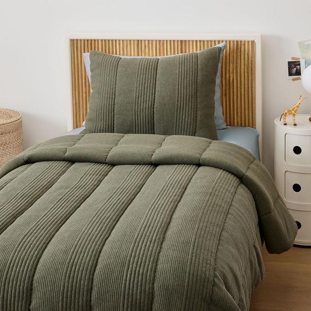 Jersey Linear Cloud Comforter, Dark Olive, F/Q WE Kids