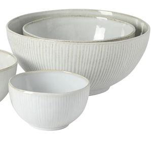 Gibson Elite Sandy Pines 4 Piece Nesting Bowl Set, 4”, 5.5”, 7” & 9” Round Stoneware Bowls, Reactive Glaze Finish, Taupe, Mixing, Prep & Serving Bowls, Microwave & Dishwasher Safe