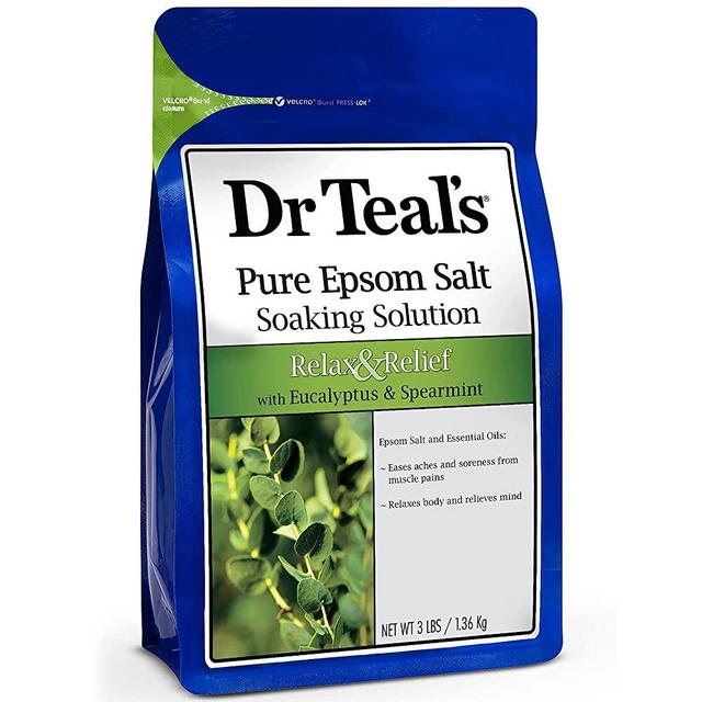 Dr Teal's Epsom Salt Soaking Solution, Relax & Relief, Eucalyptus and Spearmint, 3lbs