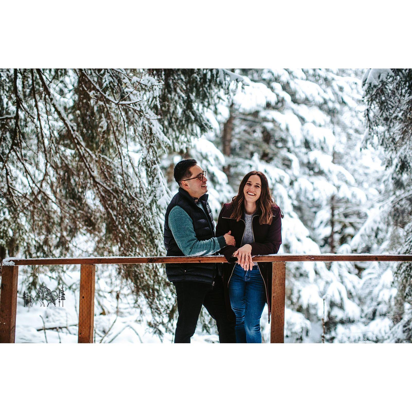 One of the many pictures from our engagement photo shoot at Virgin Creek Falls in Girdwood, AK.
