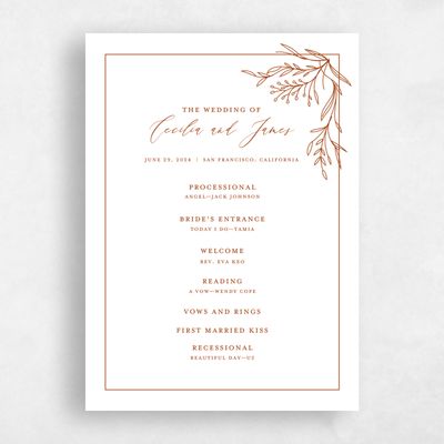 Dark Rust, Orange Wedding Program - Bellevue