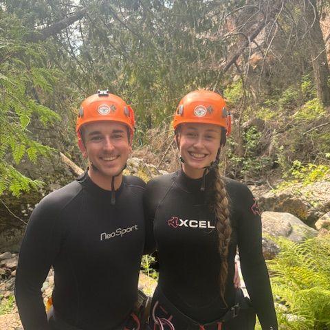 2024: Canyoning adventure, Rachel's dad John leads us on excellent excursions once a year!