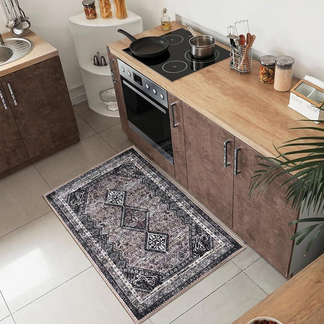 Keen Home Design 2x3 Rug - Machine Washable Entry Rug with Non-Slip Backing, Ideal for Enteryway, Kitchen, Bathroom, Laundry Room - Vintage, Easy Clean, Durable, Low Pile Rug - (2' x 3')