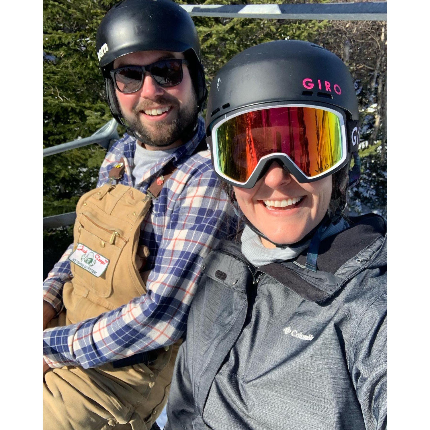 On the chairlift at Sugarloaf for a bluebird day.
