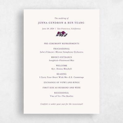 Purple Simple Wedding Program - Brighton
