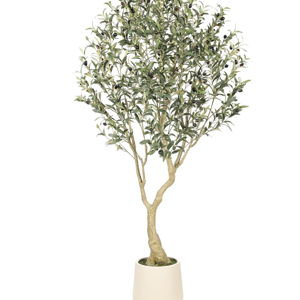 6ft Artificial Olive Tree with Tall Exquisite Planter - Realistic Faux Olive Tree with Thick Trunk and Lifelike Fruits - Large Fake Olive Tree for Home Office Decor