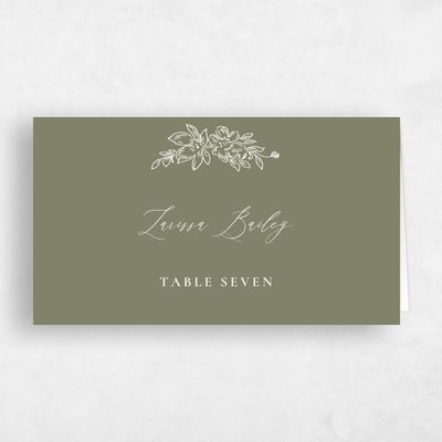 Khaki Green Wedding Place Card - Pasqual