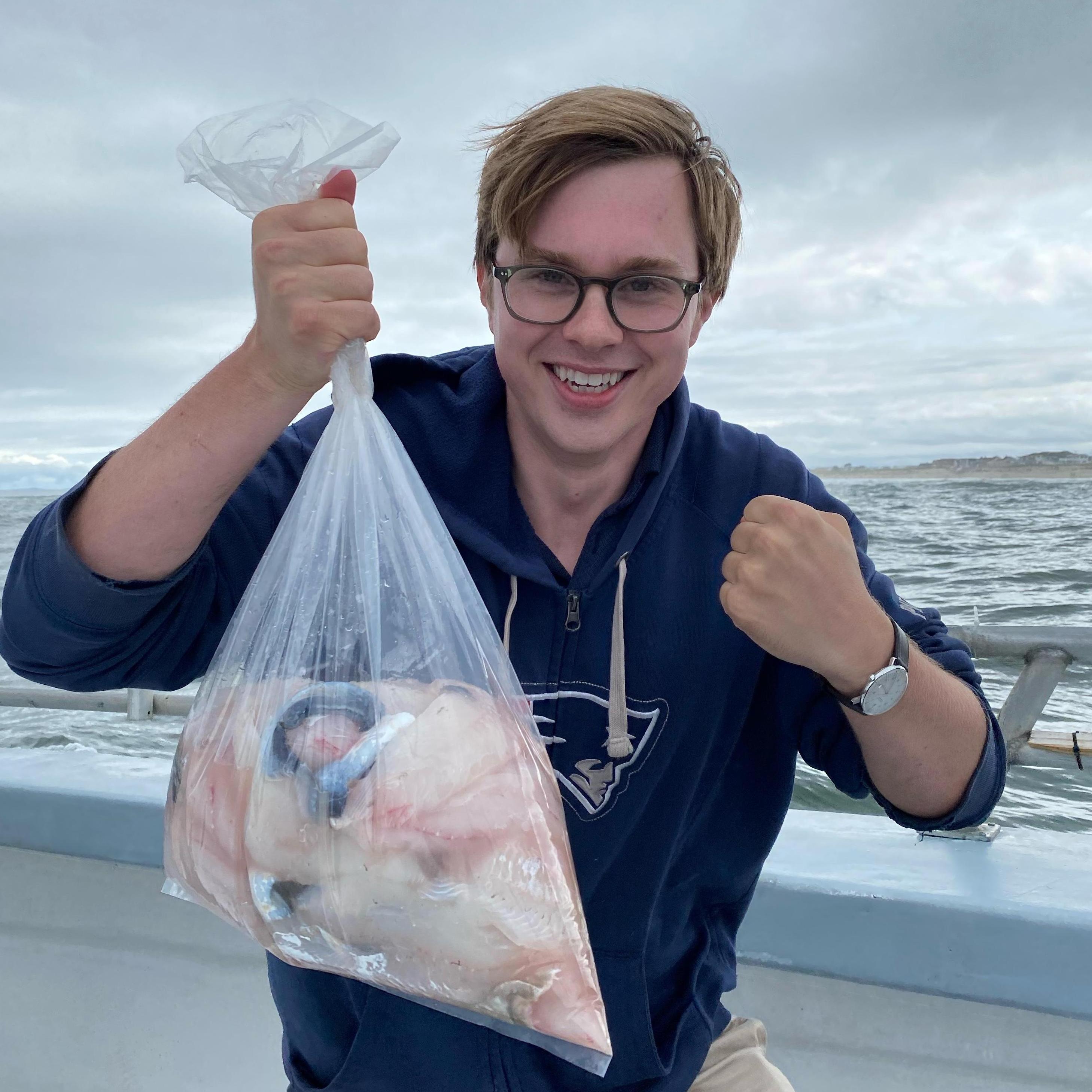 Jake and all the fish he caught this summer on the boat with Mackenzie and her dad