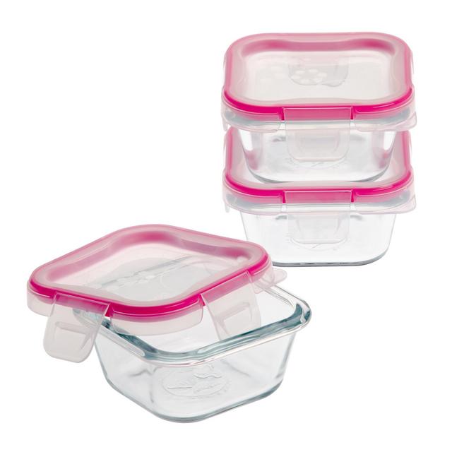 Snapware 884408024260 1109328 6-Piece Glass Square Container Set with Total Solution Lid, Clear