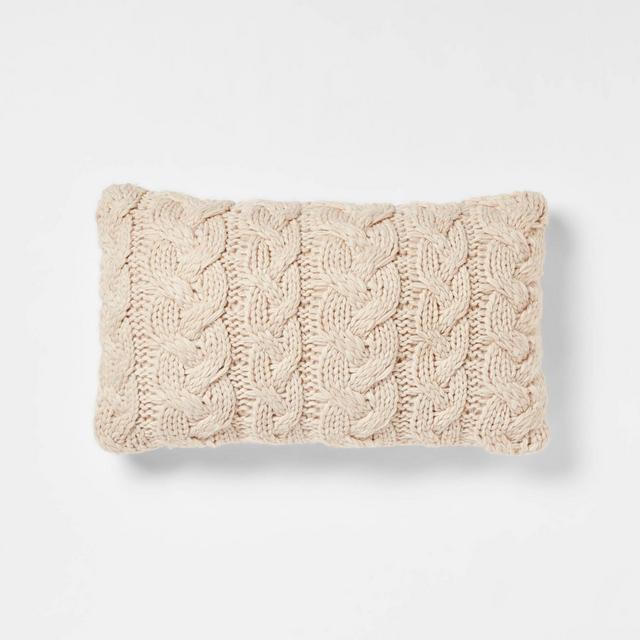Oversized Chunky Cable Knit Lumbar Throw Pillow Neutral - Threshold™