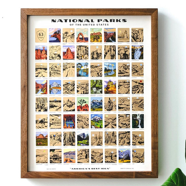 National Park Scratch Off Poster, Colorful Bucket List Poster, US National Park Map, Family Adventure Poster, Christmas Holiday Gift, 16x20