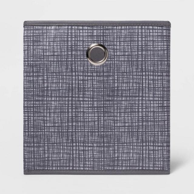 11" Fabric Cube Storage Bin Cross Hatched Gray - Room Essentials™