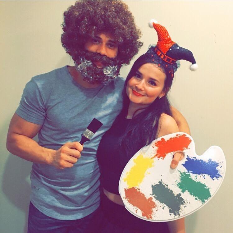 Bob Ross and Harley Quinn on Halloween!