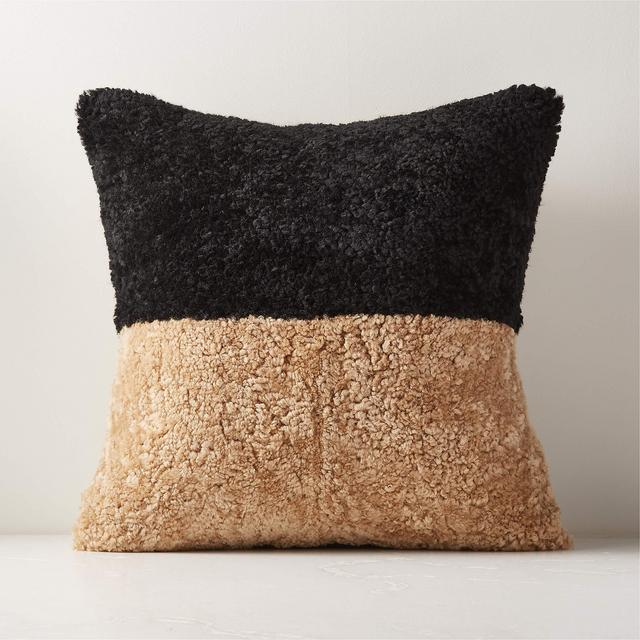 Two-Tone Shearling Throw Pillow