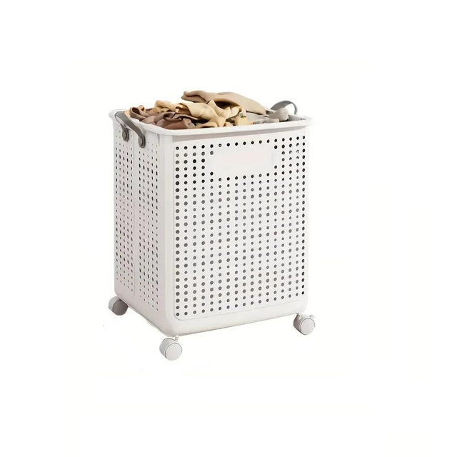 Large Foldable Laundry Basket, Collapsible Laundry Hamper with Wheels, Rolling Cart Fitness Gear Organizer Laundry Bag Laundry Room College Dorm Bedroom Living Room Bathroom Container Accessories