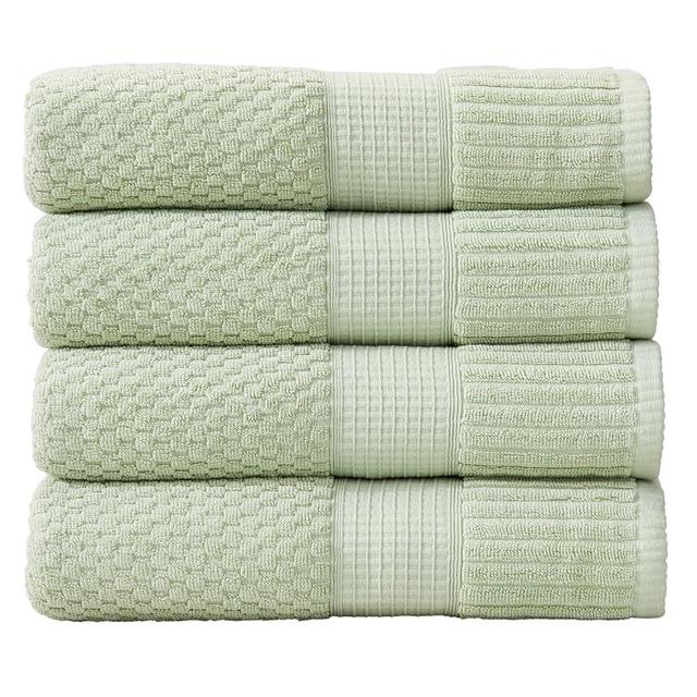 NY Loft 100% Cotton 4 Pack Bath Towel Set| Super Soft & Absorbent Quick-Dry Bath Towels 30" x 52" |Textured and Durable Cotton | Trinity Collection (4 Pack, Sage)