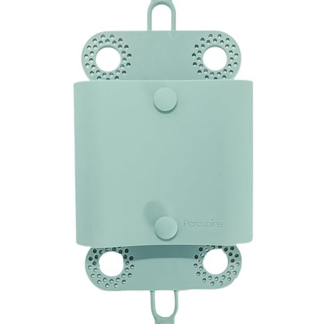 Porcupine Shower Wall Hair Catcher, Modern Silicone Design Collects & Conceals Hair in Bathroom, Prevents Clogged Drains, Reusable, Removable, Easy to Clean, Heavy Duty Hanger Included (Sage Green)
