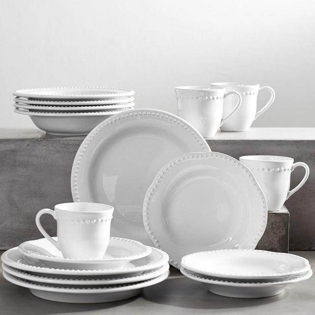 Emma Dinnerware 16 Piece Set with Soup Bowl - True White