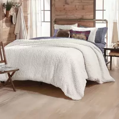 Cable Knit 3-Piece Full/Queen Comforter Set in Ivory